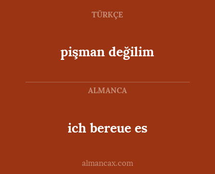 ich bereue es - pişman değilim