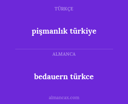 bedauern türkce - pişmanlık türkiye