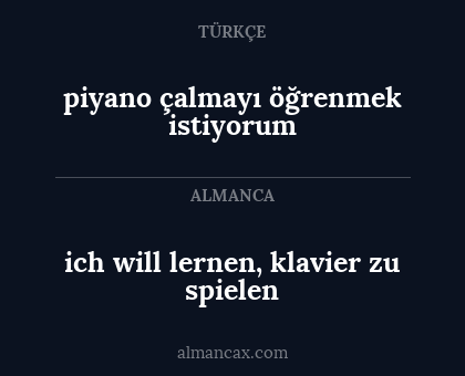ich will lernen, klavier zu spielen - piyano çalmayı öğrenmek istiyorum