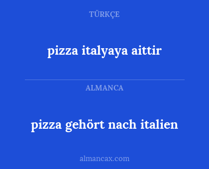 pizza gehört nach italien - pizza italyaya aittir