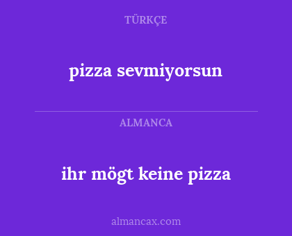 ihr mögt keine pizza - pizza sevmiyorsun