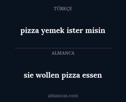 sie wollen pizza essen - pizza yemek ister misin