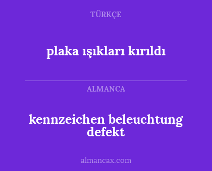 kennzeichen beleuchtung defekt - plaka ışıkları kırıldı