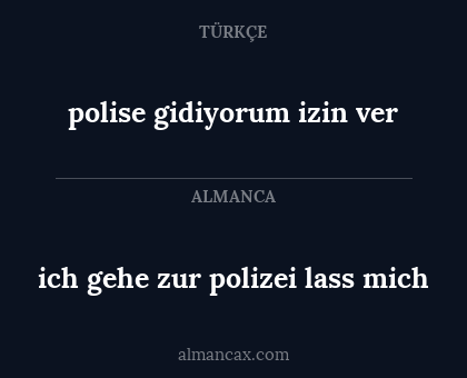 ich gehe zur polizei lass mich - polise gidiyorum izin ver