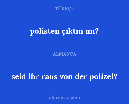 polisten çıktın mı? - seid ihr raus von der polizei?