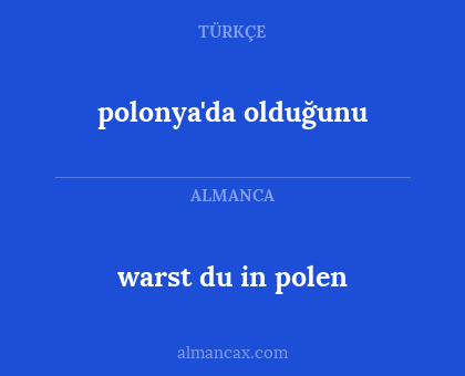 polonya'da olduğunu - warst du in polen