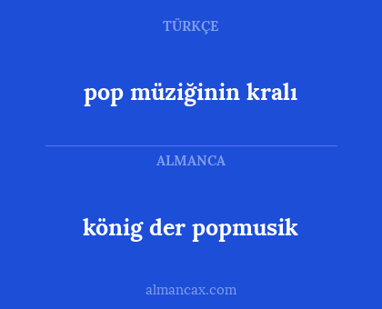 könig der popmusik - pop müziğinin kralı