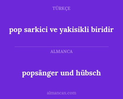 popsänger und hübsch - pop sarkici ve yakisikli biridir