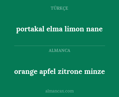 orange apfel zitrone minze - portakal elma limon nane
