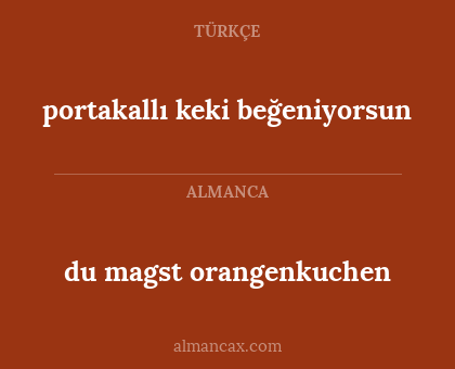 du magst orangenkuchen - portakallı keki beğeniyorsun