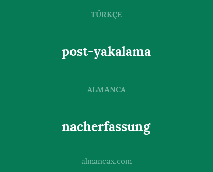 post-yakalama - nacherfassung