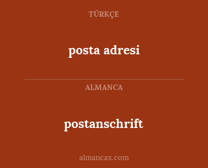 postanschrift - posta adresi