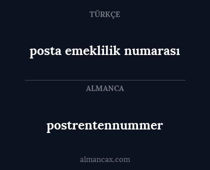 postrentennummer - posta emeklilik numarası