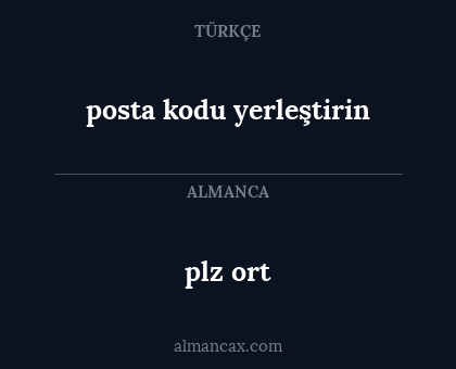 plz ort - posta kodu yerleştirin