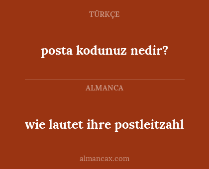 posta kodunuz nedir? - wie lautet ihre postleitzahl