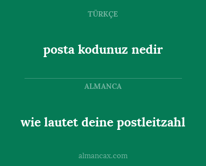 posta kodunuz nedir - wie lautet deine postleitzahl