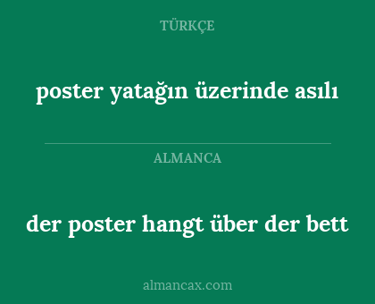 der poster hangt über der bett - poster yatağın üzerinde asılı