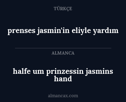 prenses jasmin'in eliyle yardım - halfe um prinzessin jasmins hand
