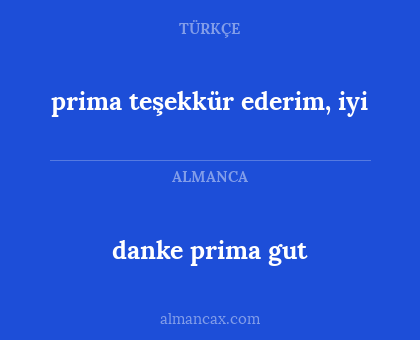 danke prima gut - prima teşekkür ederim, iyi