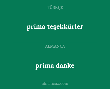 prima danke - prima teşekkürler