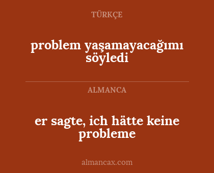 er sagte, ich hätte keine probleme - problem yaşamayacağımı söyledi