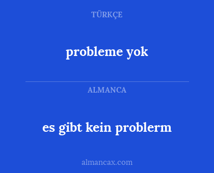 probleme yok - es gibt kein problerm