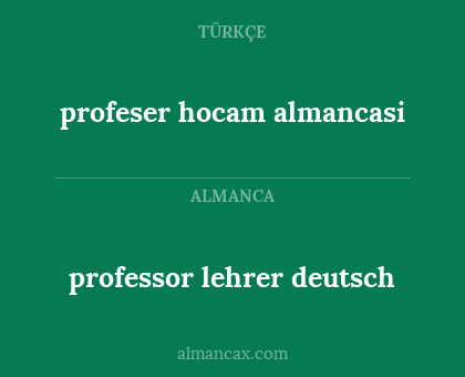 professor lehrer deutsch - profeser hocam almancasi
