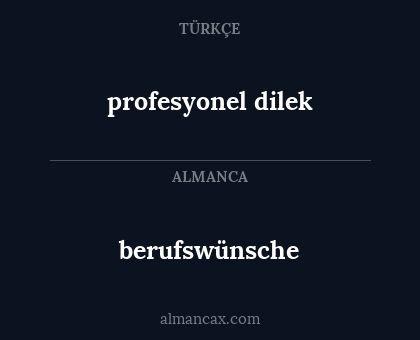 berufswünsche - profesyonel dilek