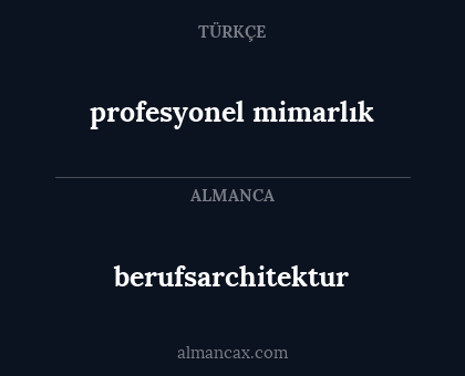 profesyonel mimarlık - berufsarchitektur
