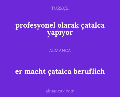 profesyonel olarak çatalca yapıyor - er macht çatalca beruflich