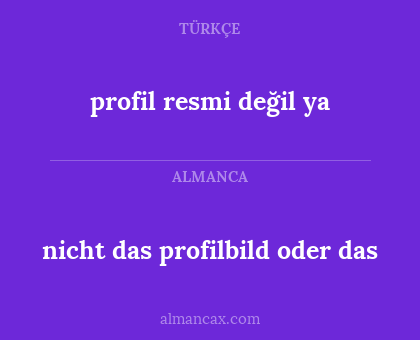 nicht das profilbild oder das - profil resmi değil ya