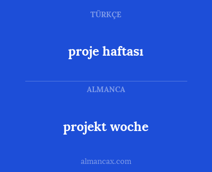 projekt woche - proje haftası