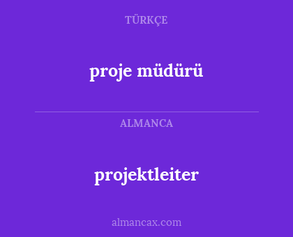 projektleiter - proje müdürü