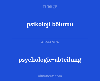psikoloji bölümü - psychologie-abteilung