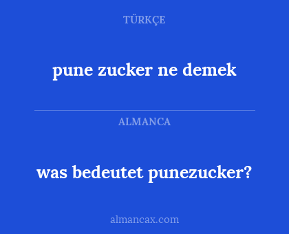 pune zucker ne demek - was bedeutet punezucker?