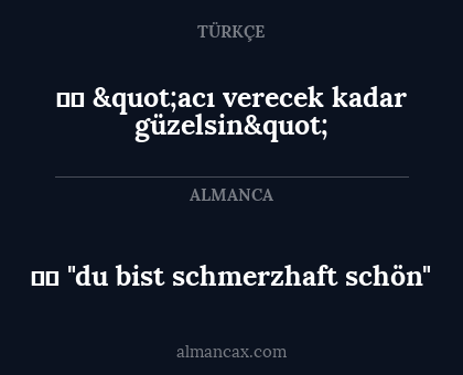 ⚫️ "du bist schmerzhaft schön" - ⚫️ "acı verecek kadar güzelsin"