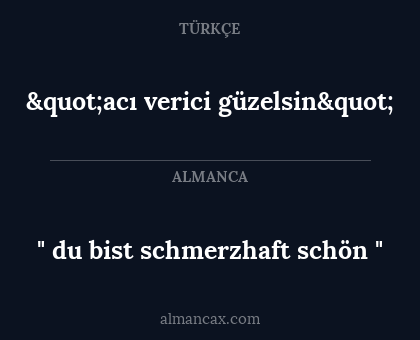 " du bist schmerzhaft schön " - "acı verici güzelsin"