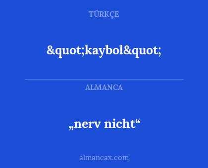 „nerv nicht“ - "kaybol"