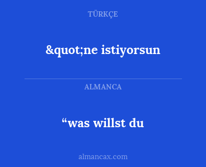 "ne istiyorsun - “was willst du