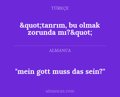 "tanrım, bu olmak zorunda mı?" - "mein gott muss das sein?"