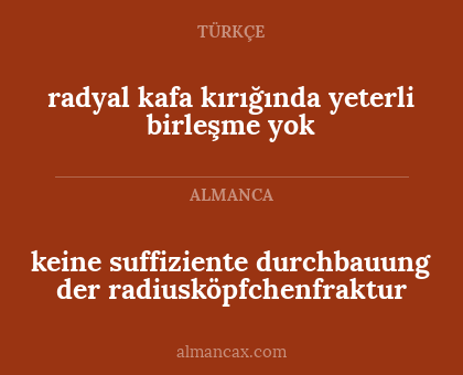 radyal kafa kırığında yeterli birleşme yok - keine suffiziente durchbauung der radiusköpfchenfraktur