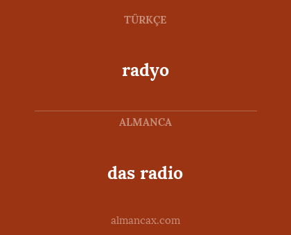 radyo - das radio