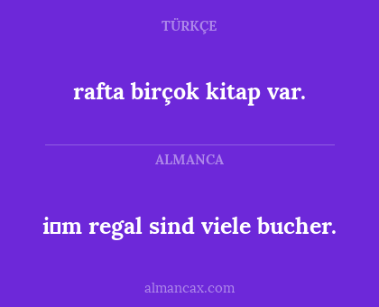 rafta birçok kitap var. - i̇m regal sind viele bucher.