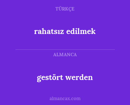 gestört werden - rahatsız edilmek