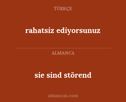 sie sind störend - rahatsiz ediyorsunuz