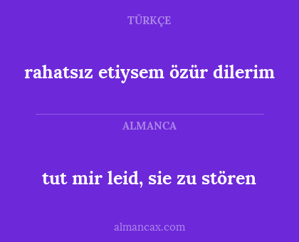 tut mir leid, sie zu stören - rahatsız etiysem özür dilerim