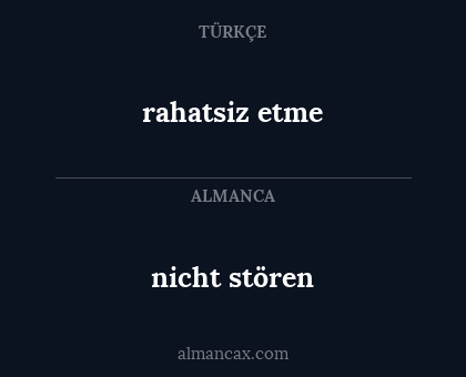 nicht stören - rahatsiz etme