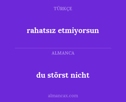 du störst nicht - rahatsız etmiyorsun