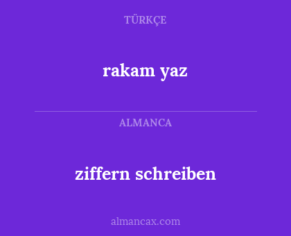 ziffern schreiben - rakam yaz
