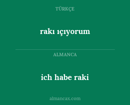 ich habe raki - rakı ıçıyorum
